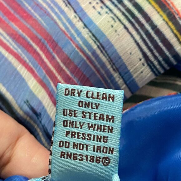 Maggy Boutique Sz 4 Waterfall Stripe Twist Front Midi Flare Dress Summer Rainbow - Picture 10 of 11